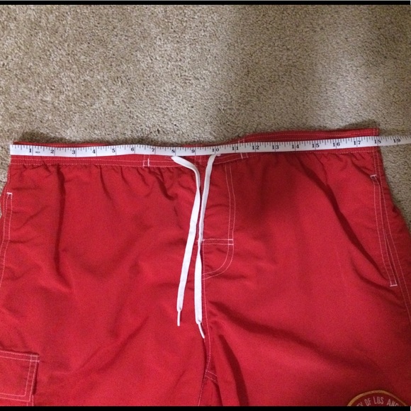 Red Lifeguard Swim Trunks - Picture 4 of 7